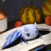 Handcrafted Blue moth art doll with polymer clay wings
